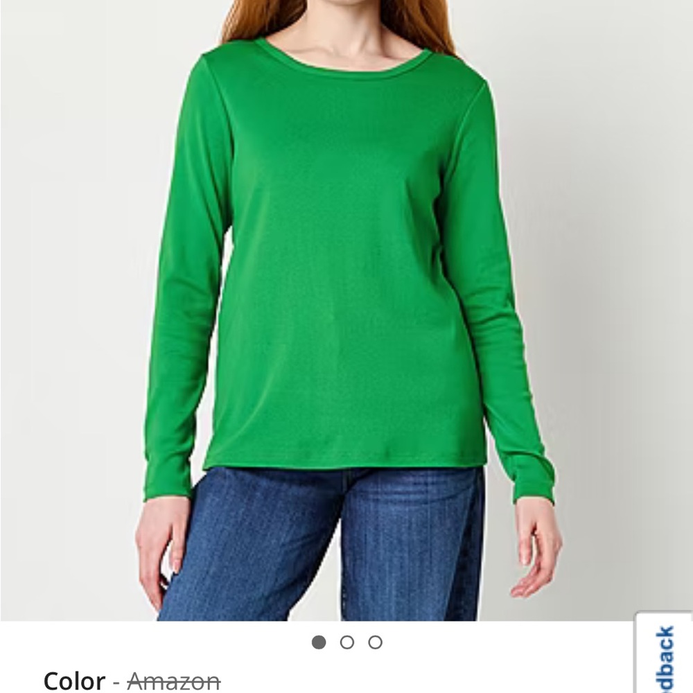St. John's Bay Womens Crew Neck Long Sleeve T-Shirt Size Large